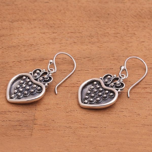 Alternate image for Sterling Silver Heart and Dot Motif Dangle Earrings Heart Overflowing