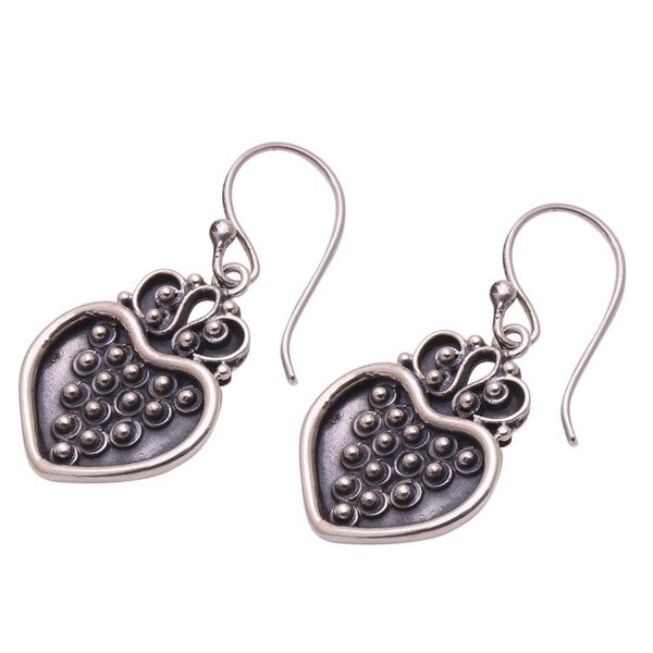 Alternate image for Sterling Silver Heart and Dot Motif Dangle Earrings Heart Overflowing