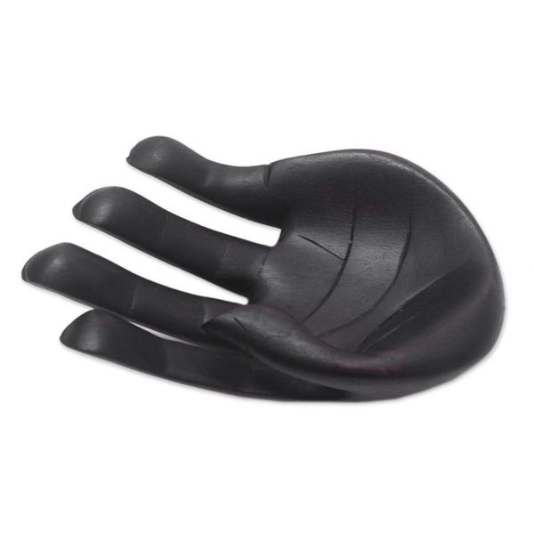 Alternate image for Hand-Carved Wood Sculpture of a Hand in Black from Indonesia Black Palm