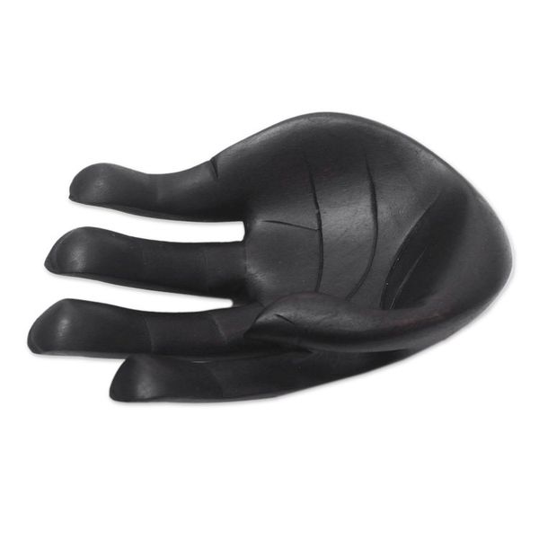 Alternate image for Hand-Carved Wood Sculpture of a Hand in Black from Indonesia Black Palm