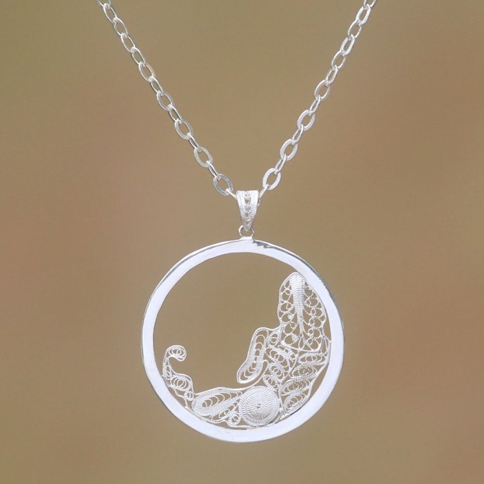 Sterling Silver Filigree Virgo Necklace from Java 'Elegant Virgo'