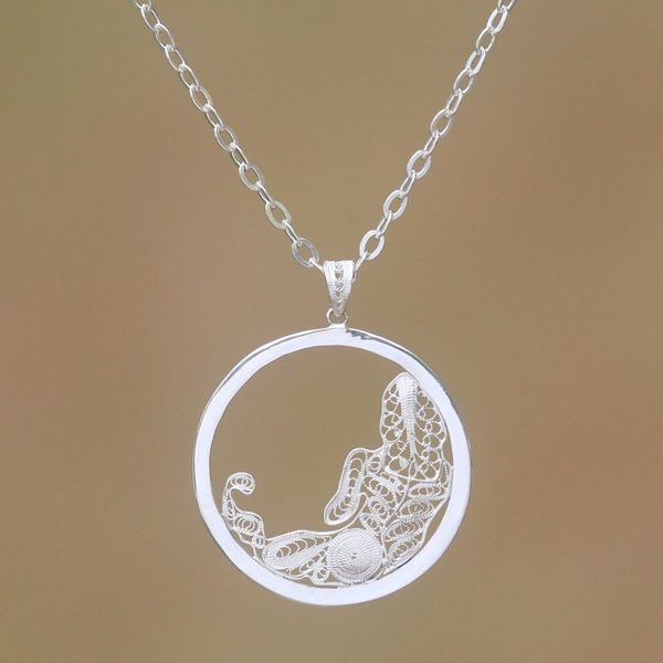 Alternate image for Sterling Silver Filigree Virgo Necklace from Java Elegant Virgo