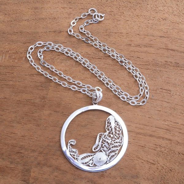 Alternate image for Sterling Silver Filigree Virgo Necklace from Java Elegant Virgo
