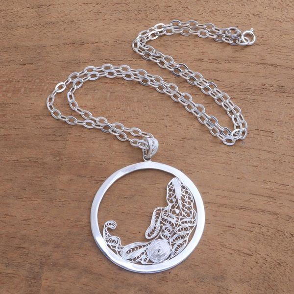 Alternate image for Sterling Silver Filigree Virgo Necklace from Java Elegant Virgo