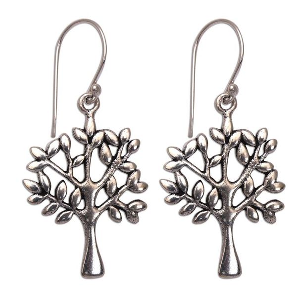 Alternate image for Artisan Crafted Sterling Silver Tree Earrings from Bali Lemon Trees
