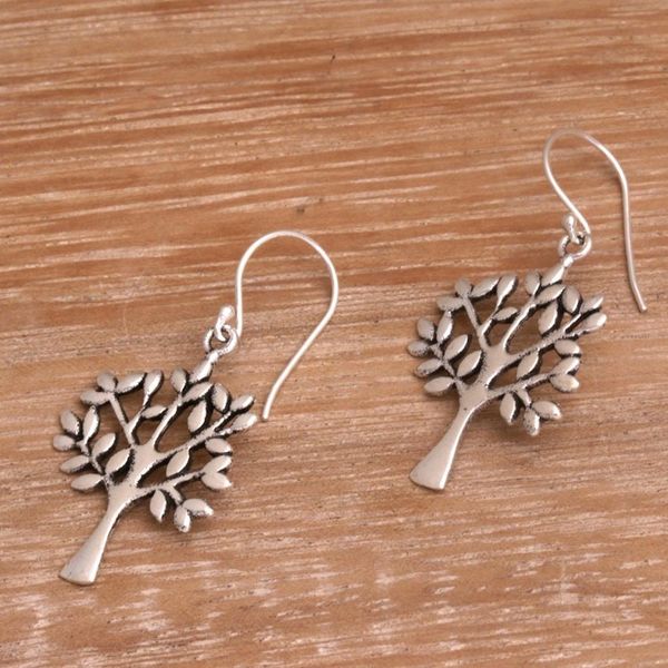 Alternate image for Artisan Crafted Sterling Silver Tree Earrings from Bali Lemon Trees