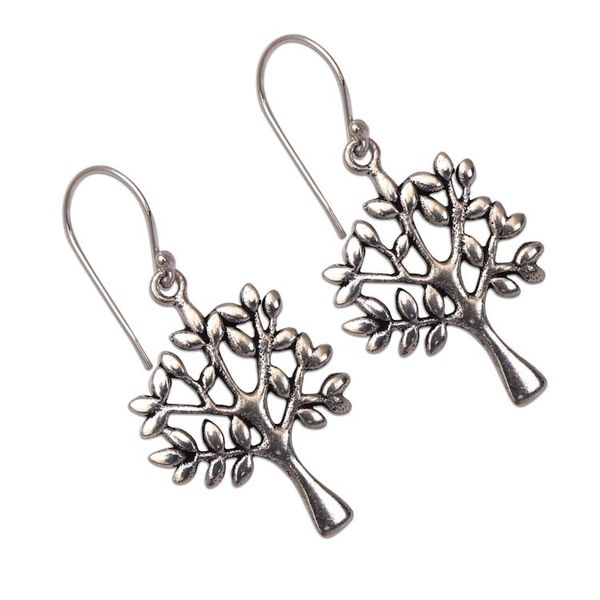 Alternate image for Artisan Crafted Sterling Silver Tree Earrings from Bali Lemon Trees