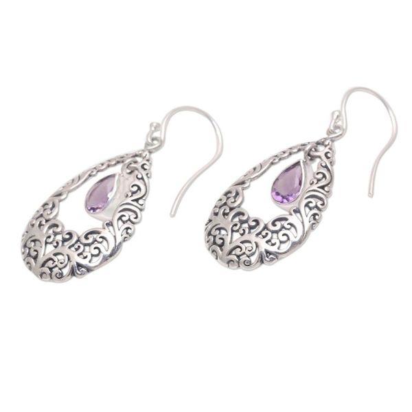 Alternate image for Amethyst Drop Dangle Earrings from Bali Curling Drops