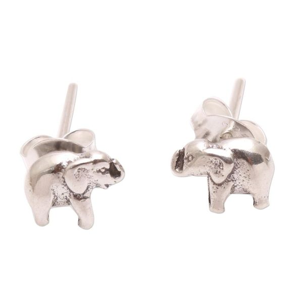 Alternate image for Sterling Silver Elephant Stud Earrings from Bali Mini Elephants