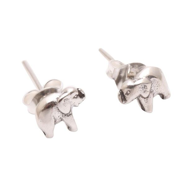 Alternate image for Sterling Silver Elephant Stud Earrings from Bali Mini Elephants