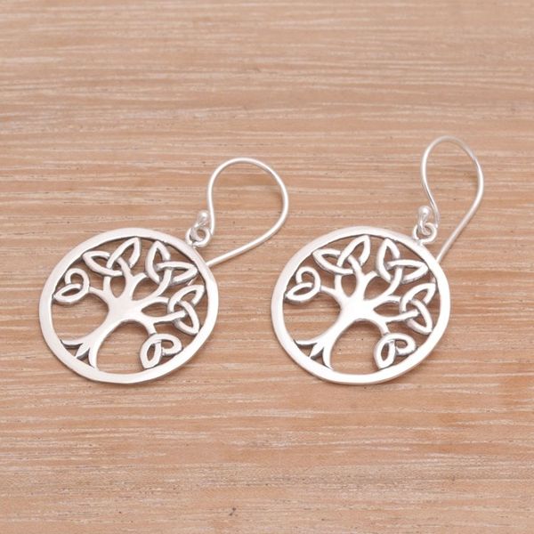 Alternate image for Celtic Knot Tree Sterling Silver Dangle Earrings from Bali Knotting Tree