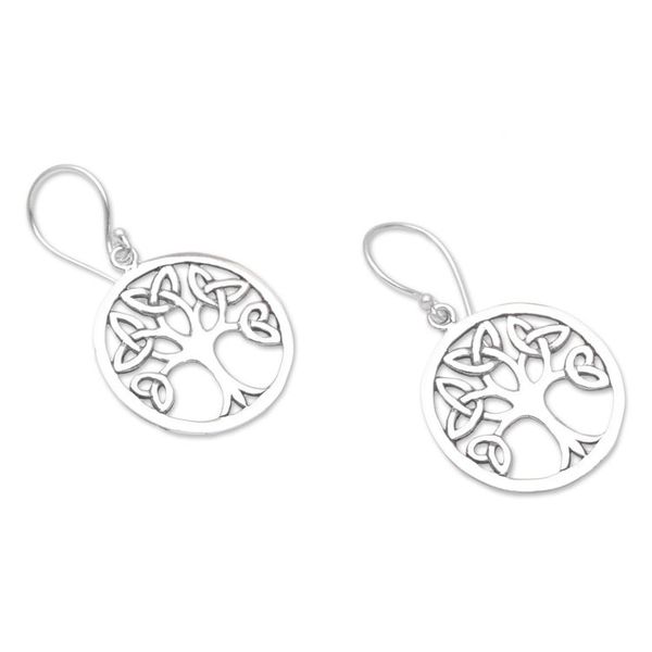 Alternate image for Celtic Knot Tree Sterling Silver Dangle Earrings from Bali Knotting Tree