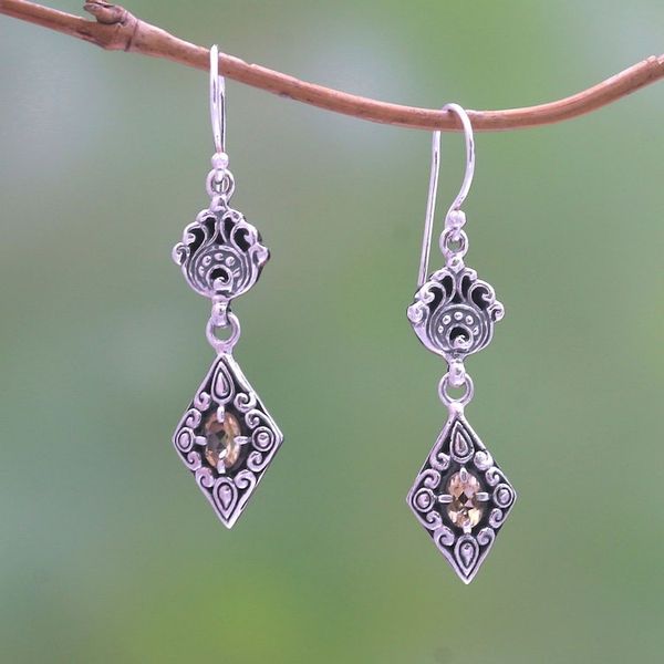 Alternate image for Citrine Dangle Earrings from Bali Dusk Charm