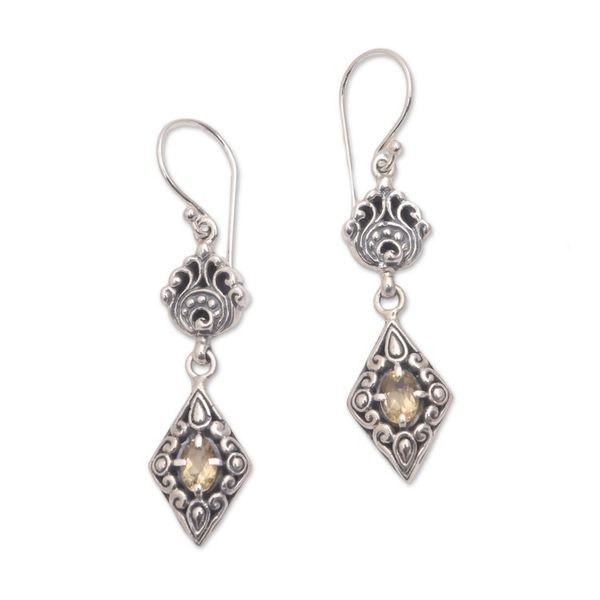 Alternate image for Citrine Dangle Earrings from Bali Dusk Charm
