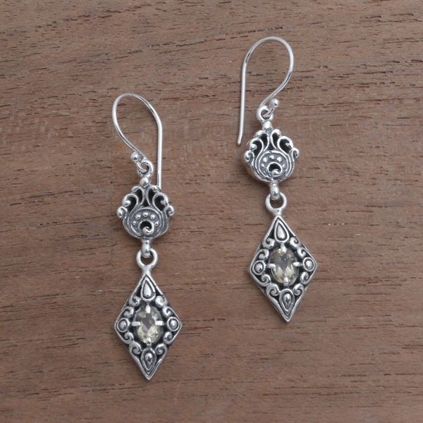 Alternate image for Citrine Dangle Earrings from Bali Dusk Charm