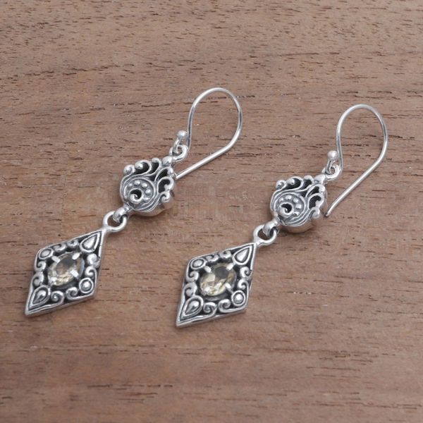 Alternate image for Citrine Dangle Earrings from Bali Dusk Charm