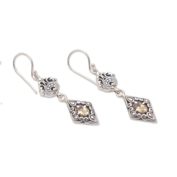 Alternate image for Citrine Dangle Earrings from Bali Dusk Charm