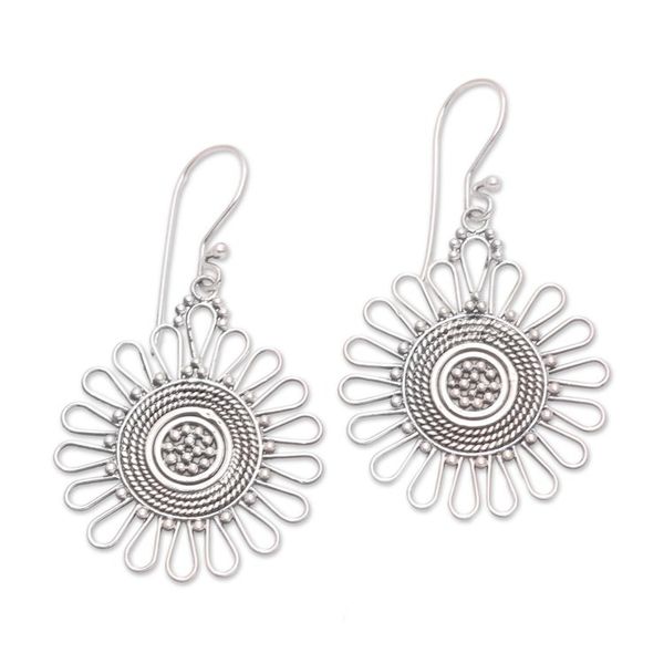Alternate image for Handcrafted Sterling Silver Dangle Earrings from Bali Bali Sun