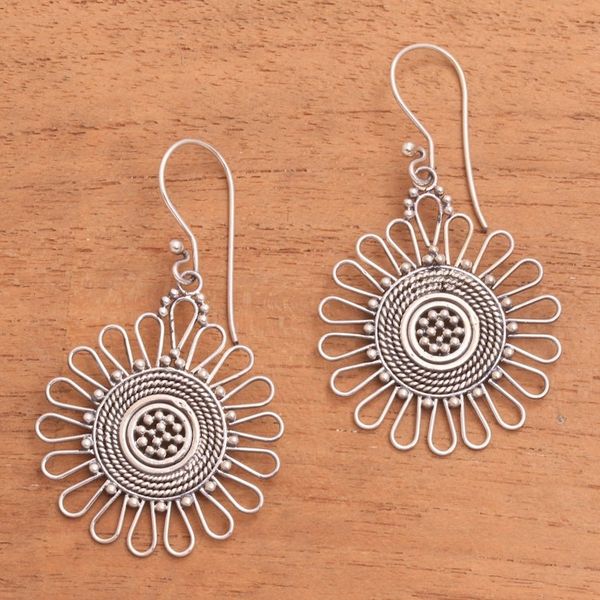 Alternate image for Handcrafted Sterling Silver Dangle Earrings from Bali Bali Sun