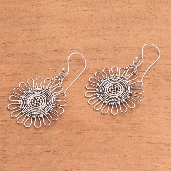 Alternate image for Handcrafted Sterling Silver Dangle Earrings from Bali Bali Sun