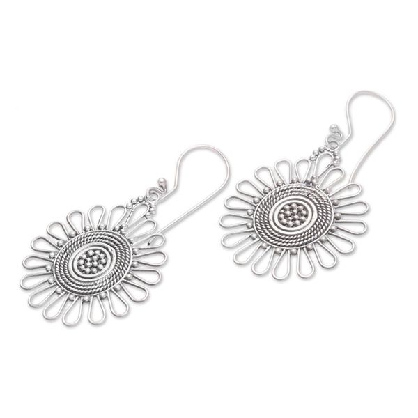 Alternate image for Handcrafted Sterling Silver Dangle Earrings from Bali Bali Sun