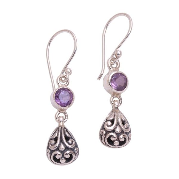 Alternate image for Amethyst and Sterling Silver Dangle Earrings from Bali Lavender Daydreams