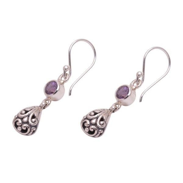 Alternate image for Amethyst and Sterling Silver Dangle Earrings from Bali Lavender Daydreams