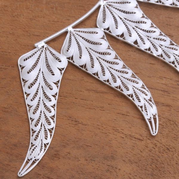 Alternate image for Handcrafted Sterling Silver Filigree Leaf Ear Cuffs Fern Leaf