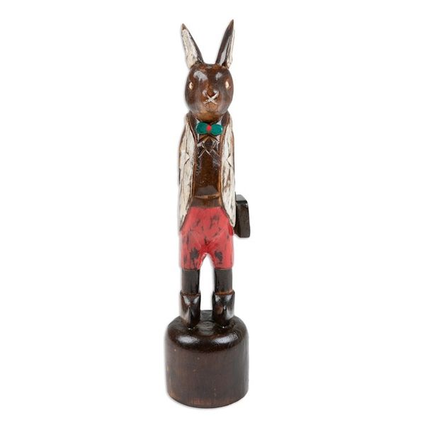 Alternate image for Hand Carved Albesia Wood Rabbit Statuette from Bali Sir Kelinci