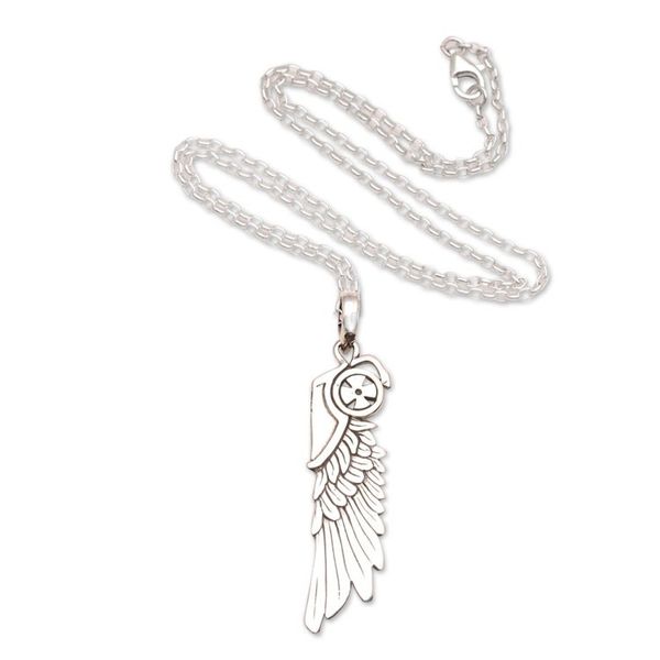 Alternate image for Mens Sterling Silver Wing Pendant Necklace from Bali Wing of Wisdom