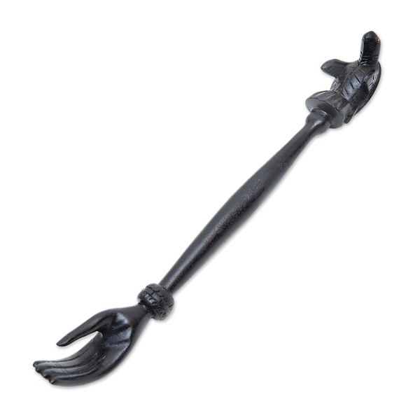 Alternate image for Black Turtle Themed Wood Back Scratcher Hand Carved in Bali Turtle Relief in Black