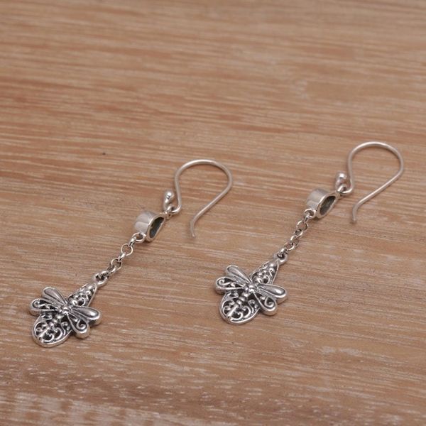 Alternate image for Handmade 925 Sterling Silver Peridot Dragonfly Earrings Dragonfly Altar