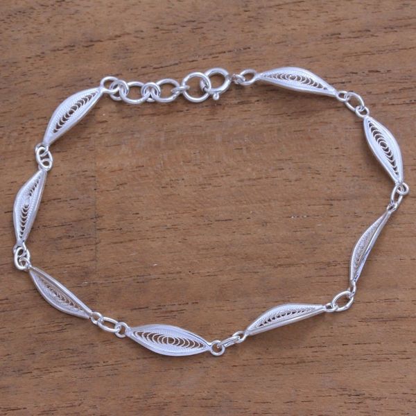 Alternate image for Handcrafted Sterling Silver Filigree Seed Link Bracelet Filigree Seeds