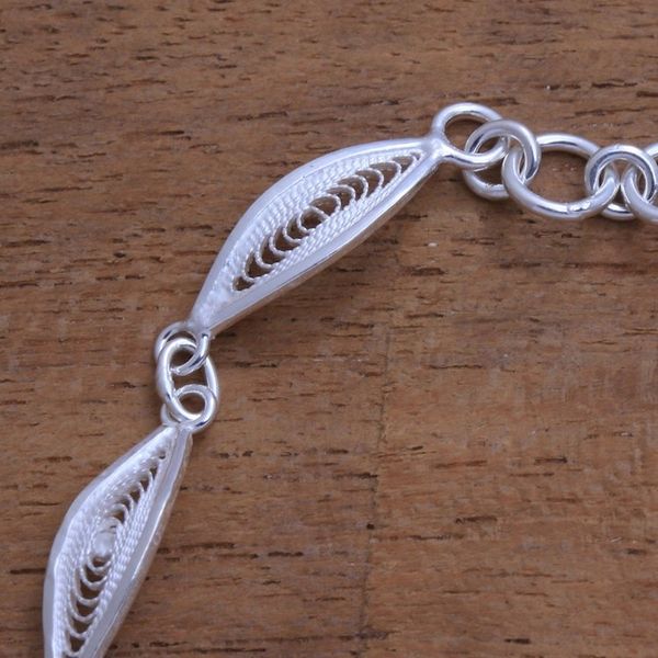 Alternate image for Handcrafted Sterling Silver Filigree Seed Link Bracelet Filigree Seeds