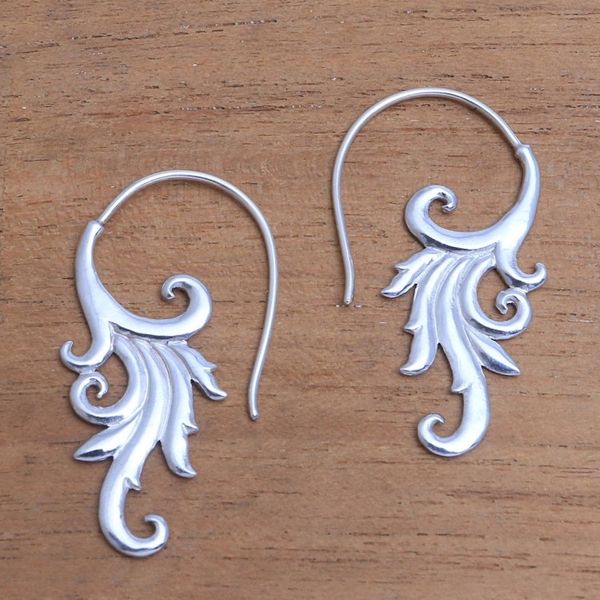 Alternate image for Sterling Silver Blooming Flower Motif Drop Earrings Angel Wing Bloom