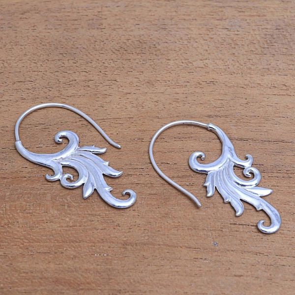 Alternate image for Sterling Silver Blooming Flower Motif Drop Earrings Angel Wing Bloom