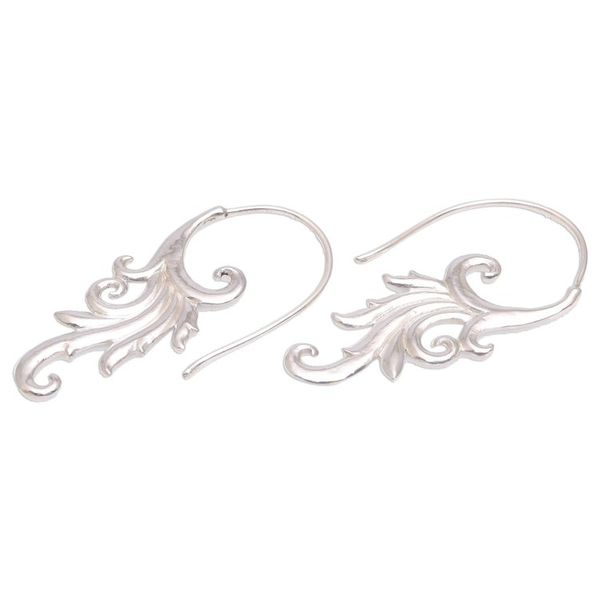 Alternate image for Sterling Silver Blooming Flower Motif Drop Earrings Angel Wing Bloom