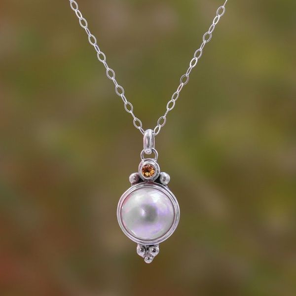 Alternate image for Cultured Pearl and Citrine Pendant Necklace from Bali Magnificent Love