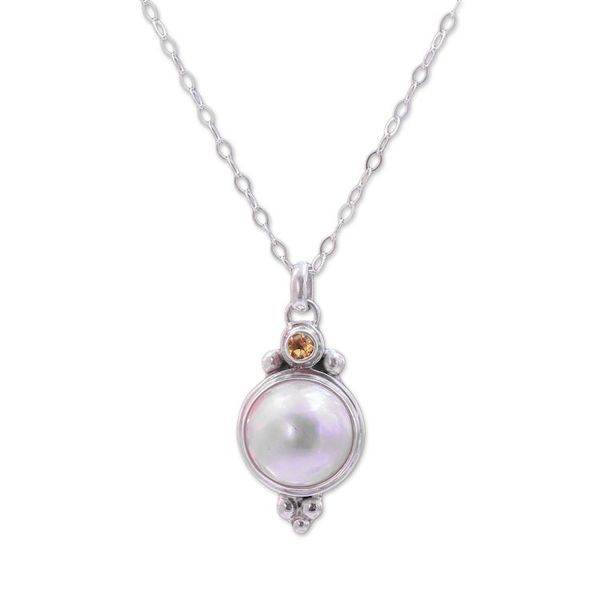 Alternate image for Cultured Pearl and Citrine Pendant Necklace from Bali Magnificent Love