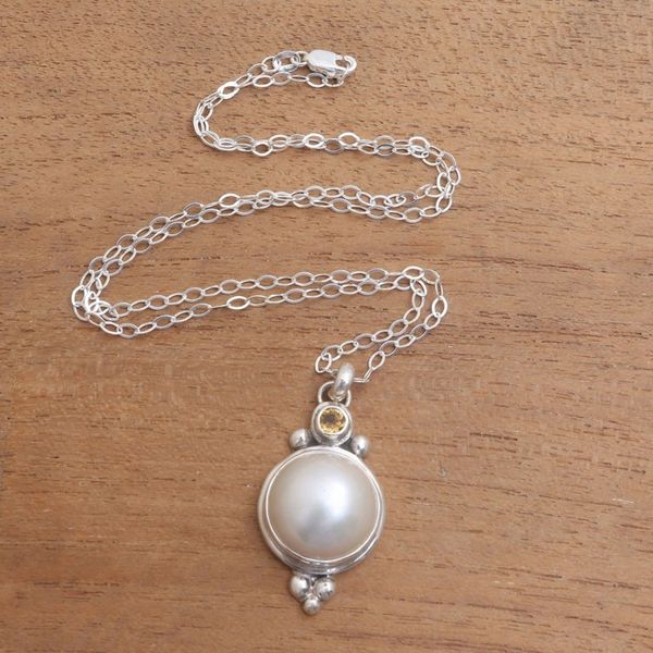 Alternate image for Cultured Pearl and Citrine Pendant Necklace from Bali Magnificent Love