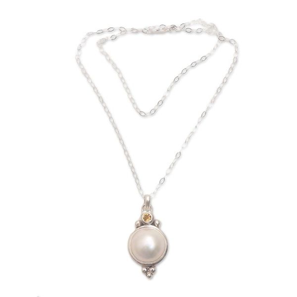 Alternate image for Cultured Pearl and Citrine Pendant Necklace from Bali Magnificent Love