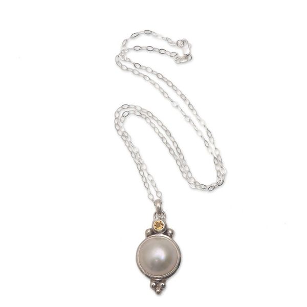 Alternate image for Cultured Pearl and Citrine Pendant Necklace from Bali Magnificent Love