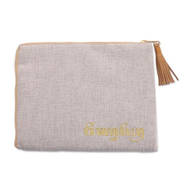 Alternate image for Floral Embellished Jute Coin Purse in Bone from Java Gods Grace in Bone