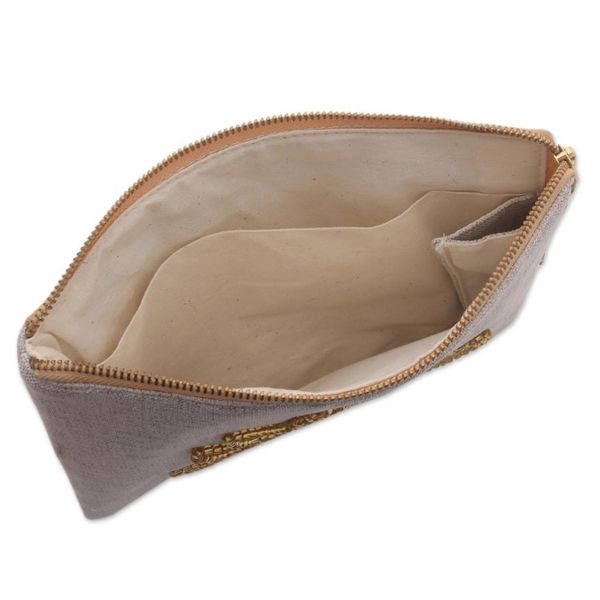 Alternate image for Floral Embellished Jute Coin Purse in Bone from Java Gods Grace in Bone
