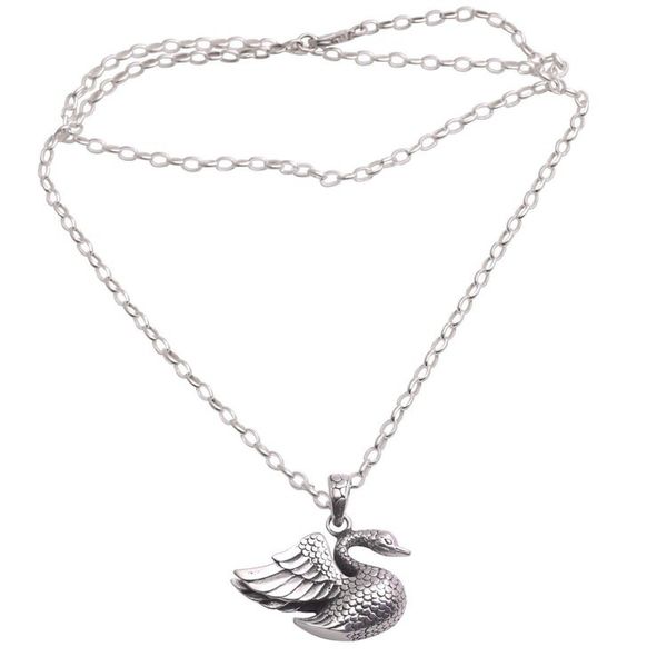 Alternate image for Sterling Silver Swan Pendant Necklace from Bali Swan Lake