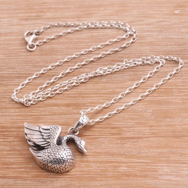 Alternate image for Sterling Silver Swan Pendant Necklace from Bali Swan Lake