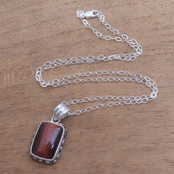Alternate image for Red Tigers Eye Pendant Necklace from Bali Eye Waves