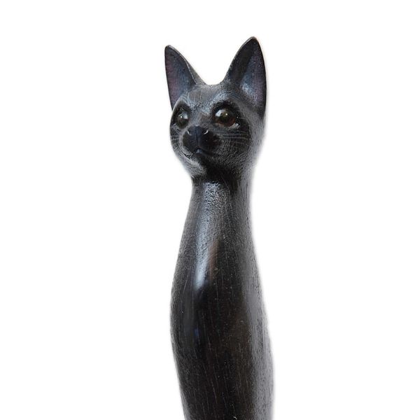 Alternate image for Black Cat Paw Wood Back Scratcher Hand Carved in Bali Kitty Comfort in Black