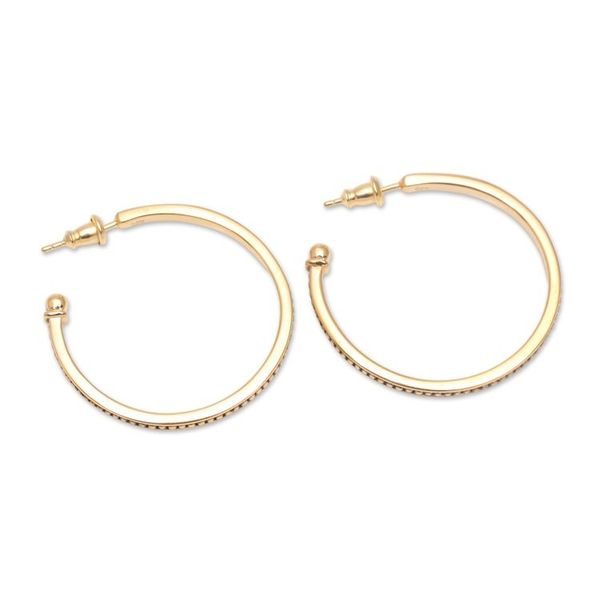 Alternate image for 18k Gold Plated Sterling Silver Half-Hoop Earrings 1.3 in. Vintage Loop