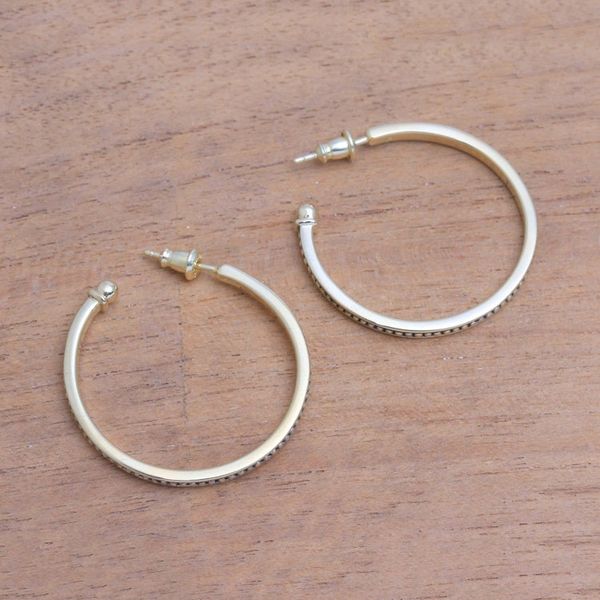 Alternate image for 18k Gold Plated Sterling Silver Half-Hoop Earrings 1.3 in. Vintage Loop